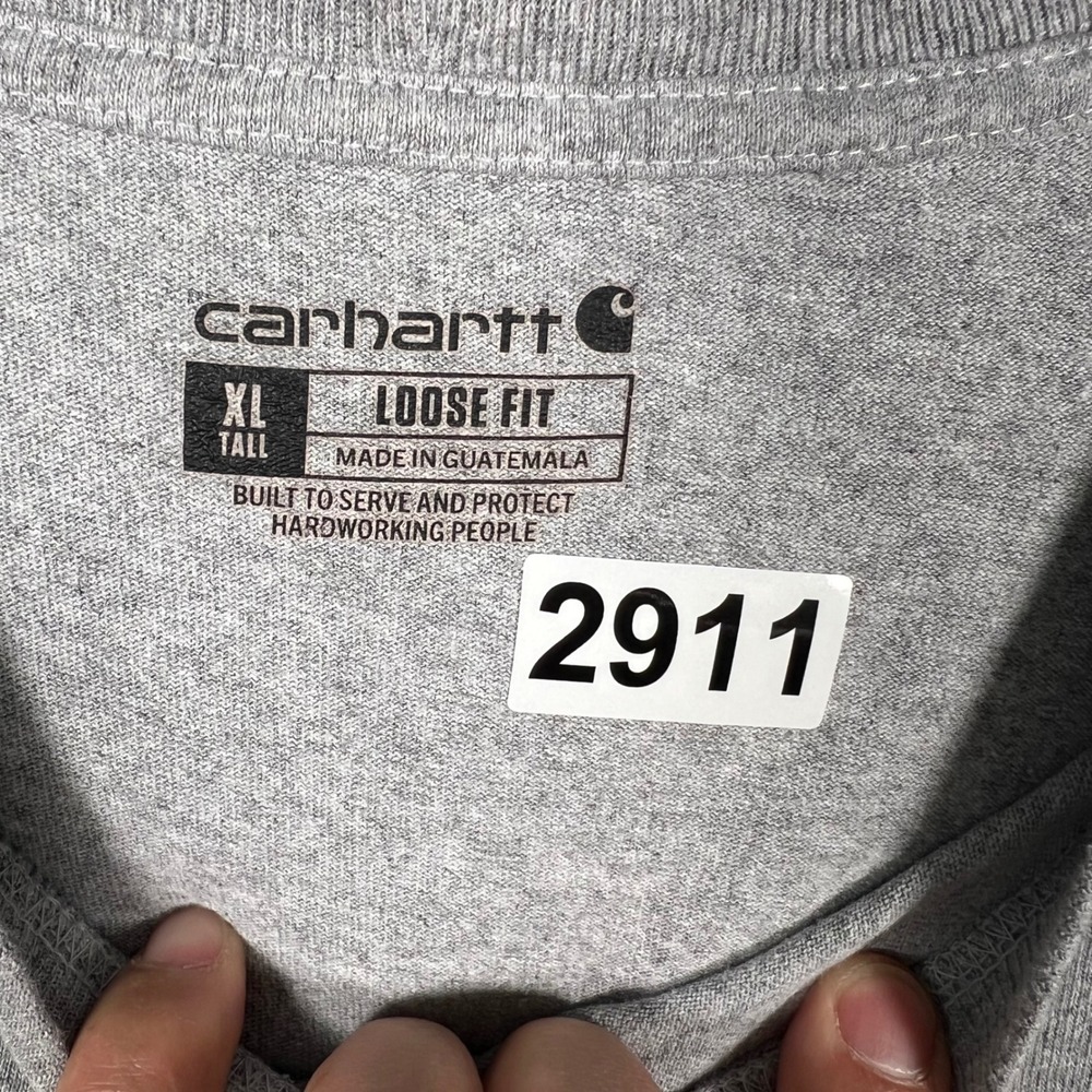 Carhartt Mens XL Tall Loose Fit Pocket T-Shirt Heather Gray Short Sleeve - Picture 2 of 6